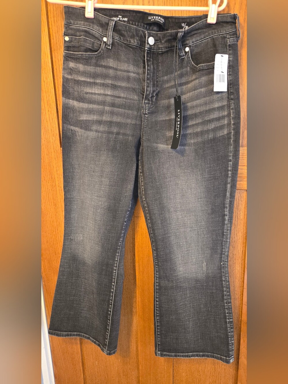 Liverpool Crop Flare Black Jeans Size 12